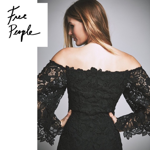 NWT Free People Dusk Lace Party Dress Black - Picture 2 of 5
