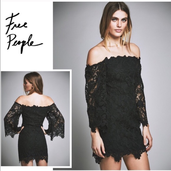 NWT Free People Dusk Lace Party Dress Black - Picture 3 of 5