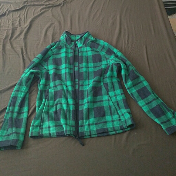 Merona Green Plaid Lightweight Fleece Jacket NWOT