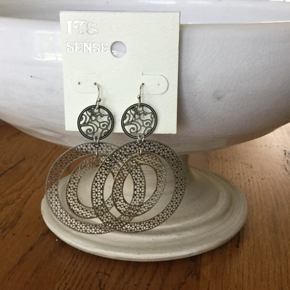 Silver cut out hoop earrings