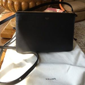 Black Leather crossbody Mini Celine Bag