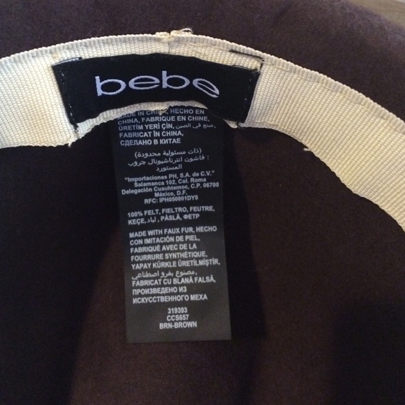 bebe brown felt fabric fur accented fedora hat - Picture 2 of 3