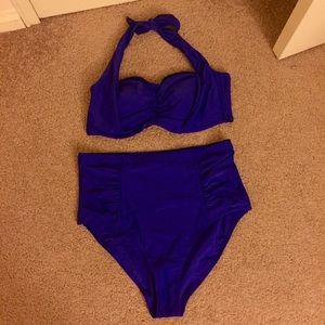NWOT Sz 1x Forever21 blue high waisted bikini