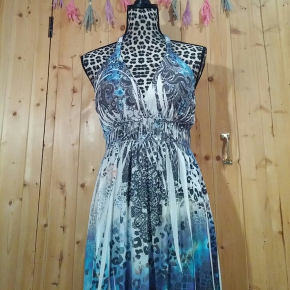 Halter Dress with Paisley Mixed Print