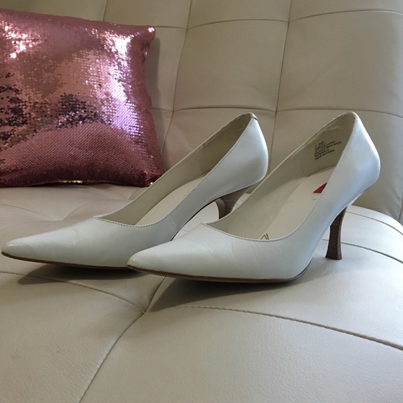 White leather high heel