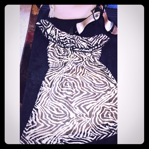 One shoulder Black & Tan Dress