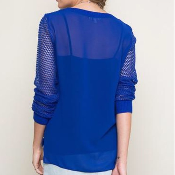 Royal Blue Netted Top w/Sheer Back - Picture 3 of 3