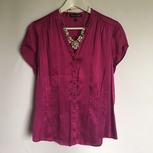 Express Tops - Express magenta cap sleeve silk blouse L Express Tops - Express magenta cap sleeve silk blouse L