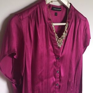 Express Tops - Express magenta cap sleeve silk blouse L Express Tops - Express magenta cap sleeve silk blouse L