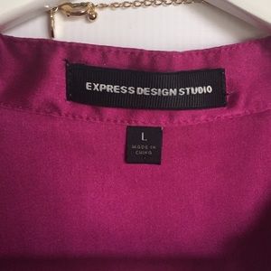 Express Tops - Express magenta cap sleeve silk blouse L Express Tops - Express magenta cap sleeve silk blouse L