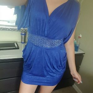 Blue sexy mini dress