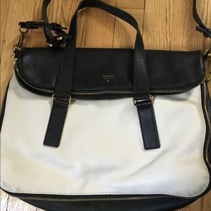 Fossil authentic used black and white large purse