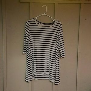 Long Black and White Striped Tee