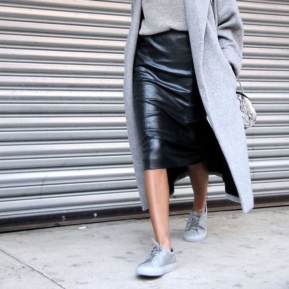 Vintage Dresses & Skirts - Vintage 1980's 100% Leather Pencil Skirt