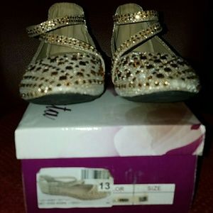 Kids Gold Jeweled Flats