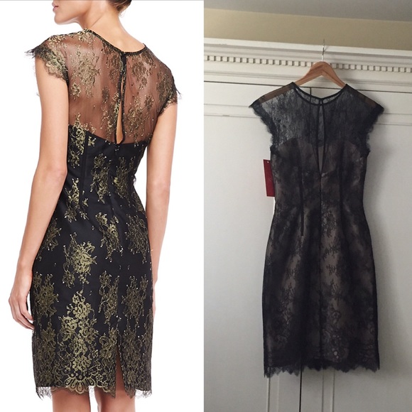 Monique Lhuillier Black Lace Sheath Dress - Picture 3 of 4