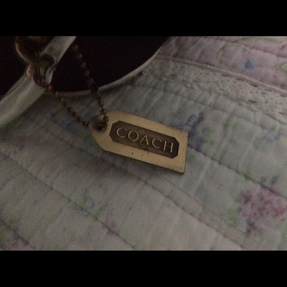 Vintage Coach purse cloth and leather Chain handle - Picture 2 of 4