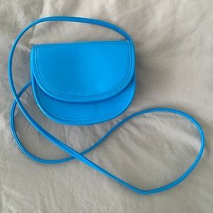 Blue - vegan patent leather bag - cross body