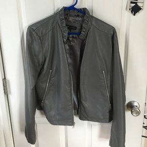 Gray Faux Leather Jacket