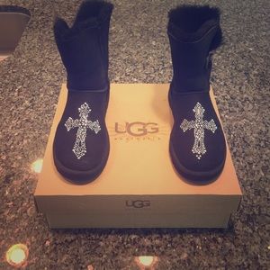 Black custom Ugg boots (uggs) perfect condition.