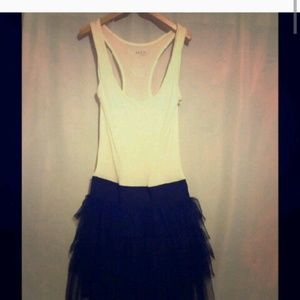 Miley Cyrus Tule Skirt Dress, Heels, Cache Sweater