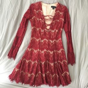 Red dress - size small - lace up - lace