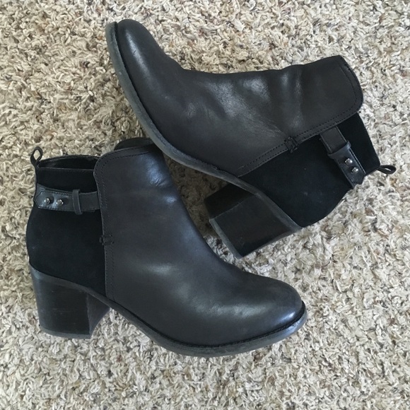 Black leather/suede heeled booties