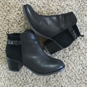 Black leather/suede heeled booties