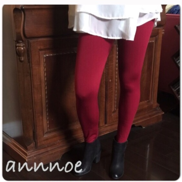 🎄1 PAIR LEFT.. RED fleece lined leggings - Picture 2 of 3