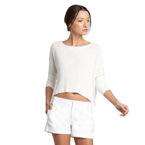 Alice and Olivia White Cady Cuff Shorts