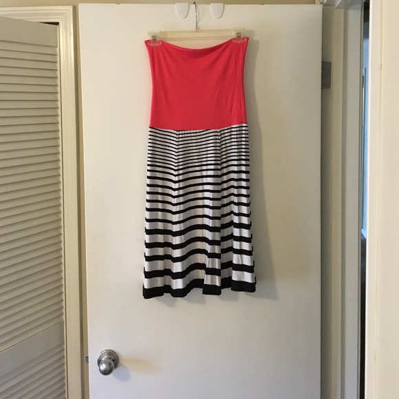 Pink and B&W Stripe Tube Dress