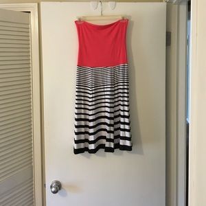 Pink and B&W Stripe Tube Dress
