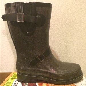 ALDO Black Shimmery Rainboots