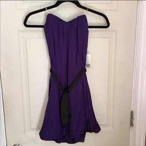 Purple strapless dress