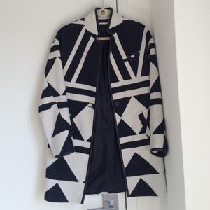 Zara grey & navy patterned coat