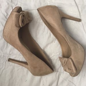 Cream suede heels