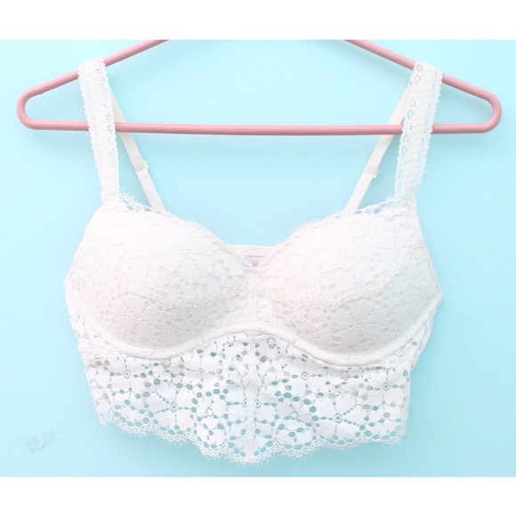 NWOT PINK Cream Lace Padded Bralette