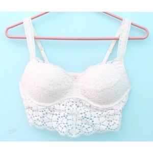 NWOT PINK Cream Lace Padded Bralette