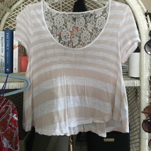 Stripe and lace top
