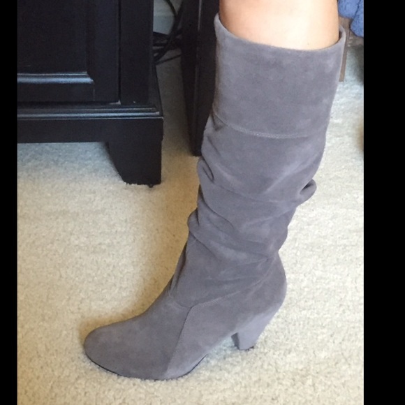 Grey heeled boots