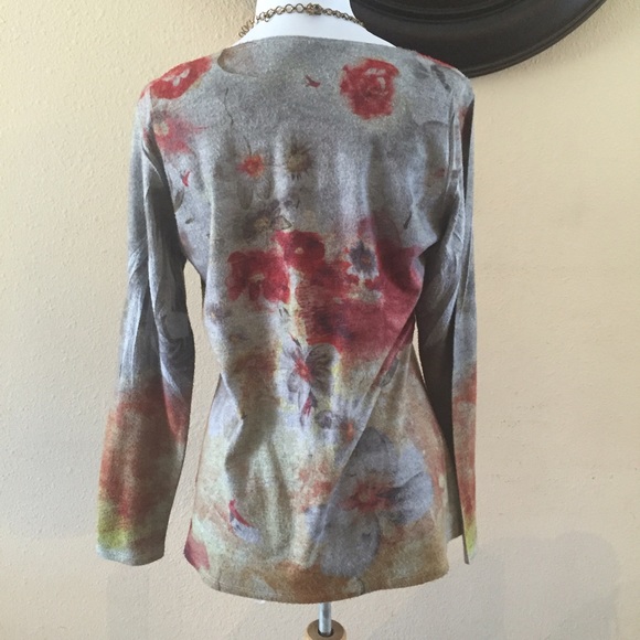 Coldwater creek grey/multi floral cardigan - Picture 4 of 4