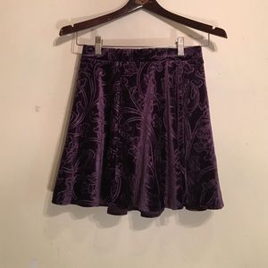 Purple velvet a line skirt