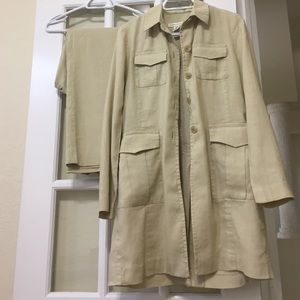 Tan BR suit which includes pants and jacket
