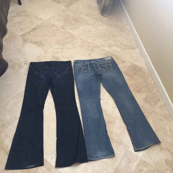 Silver jeans co.  and William Rast Flare jeans.