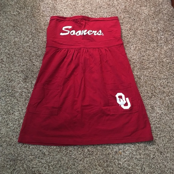 SOLD. OU Strapless Dress. Oklahoma! Boomer Sooner - Picture 1 of 4