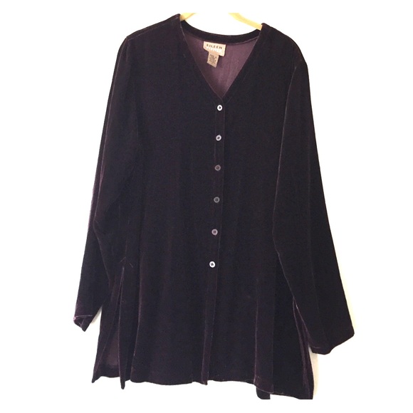 Burgundy Velvet '90s Eileen Fisher Button Down