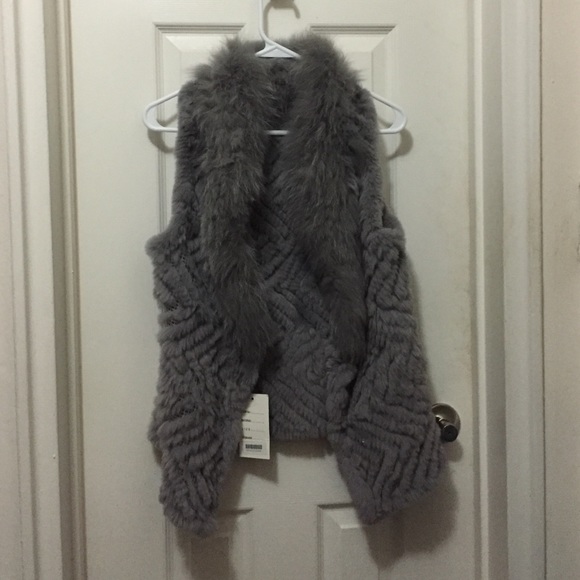 Grey/Gray rabbit fur vest size small