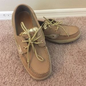 Highland Creek Sparkly Gold Boat Shoes
