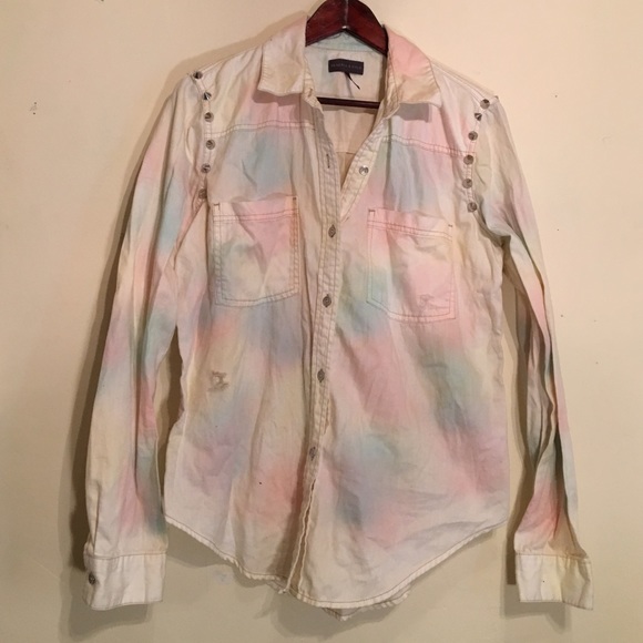Punk stile button up with pastel tie dye