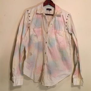 Punk stile button up with pastel tie dye